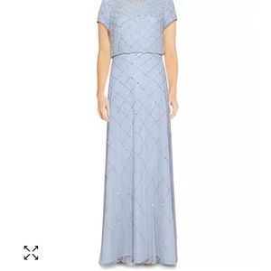 Silver Blue Beaded Adrian Pappelle